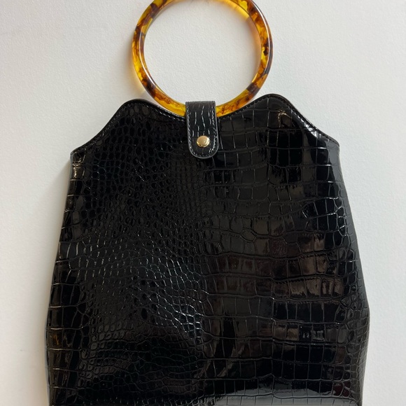 Vintage black croc handbag - Picture 2 of 5